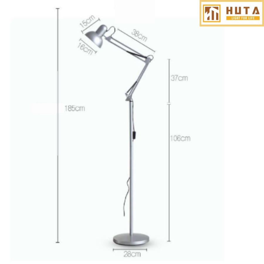 Đèn Cây Đứng Khớp Nối Cong Điều Chỉnh, Kiểu Dáng Pixar, Thân Thép, Bóng Led,Dùng Làm Vệc, Đọc Sách, Phòng Khách-HUTA KC