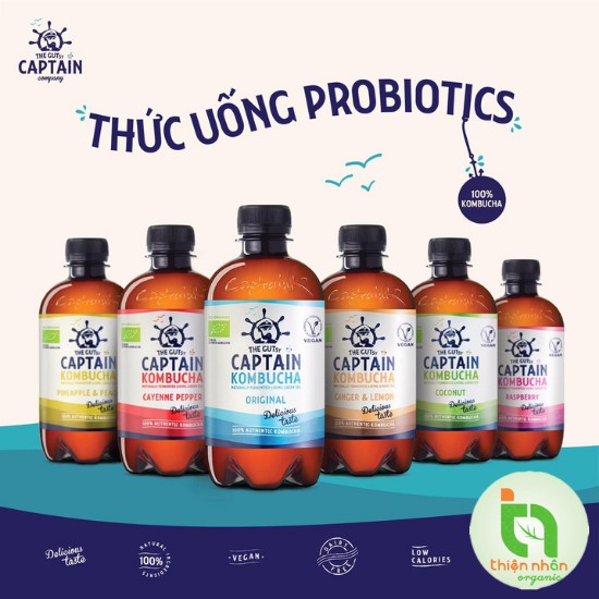 Trà dưỡng sinh Kombucha hữu cơ 400ml The GUTsy Captain