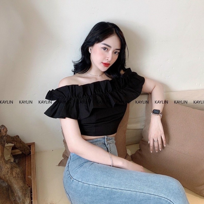 Áo croptop kiểu tay phồng trễ vai form ngắn điệu đà siêu hot dễ thương gợi cảm sexy T | BigBuy360 - bigbuy360.vn