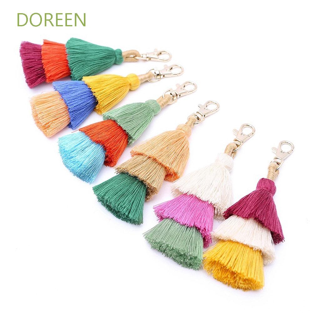 Móc Khóa Tua Rua Nhiều Màu Sắc Phong Cách Boho