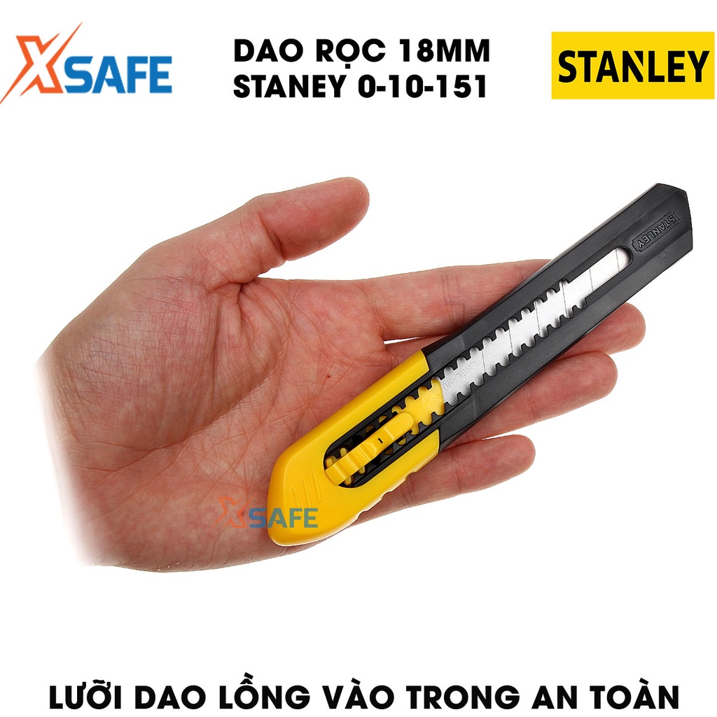 Dao rọc giấy STANLEY 0-10-151 18mm, cán nhựa cao cấp, lưỡi dao hợp kim cứng cáp - chính hãng