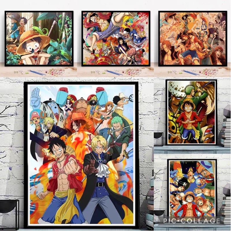 [Sẵn]Tranh Sơn Dầu Số Hoá Tự Tô Hình Đảo Hải Tặc One Piece