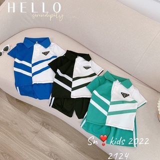 Bộ polo sọc chéo cho bé trai