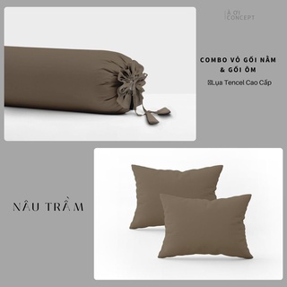 [TẶNG 1 VỎ ÔM] Combo 2 Vỏ Gối Nằm Trơn  Lụa Tencel (B) - À Ơi Concept