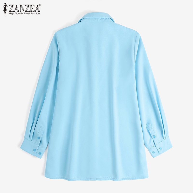 Áo sơ mi ZANZEA tay dài cổ bẻ phong cách Hàn Quốc thời trang cho nữ
