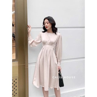 (SẴN/VIDEO THẬT) VÁY LI EO CÚC SƯỜN CỔ TRÒN🌿