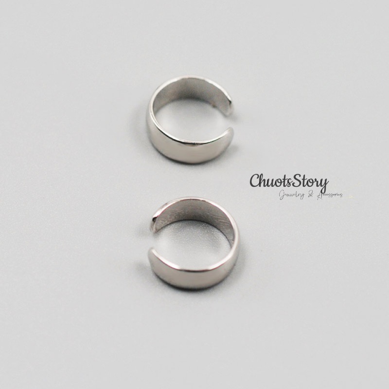 Khuyên tai nam nữ trơn tròn không cần bấm lỗ cá tính, bông tai titan thời trang unisex - KTU0019 - ChuotsStory