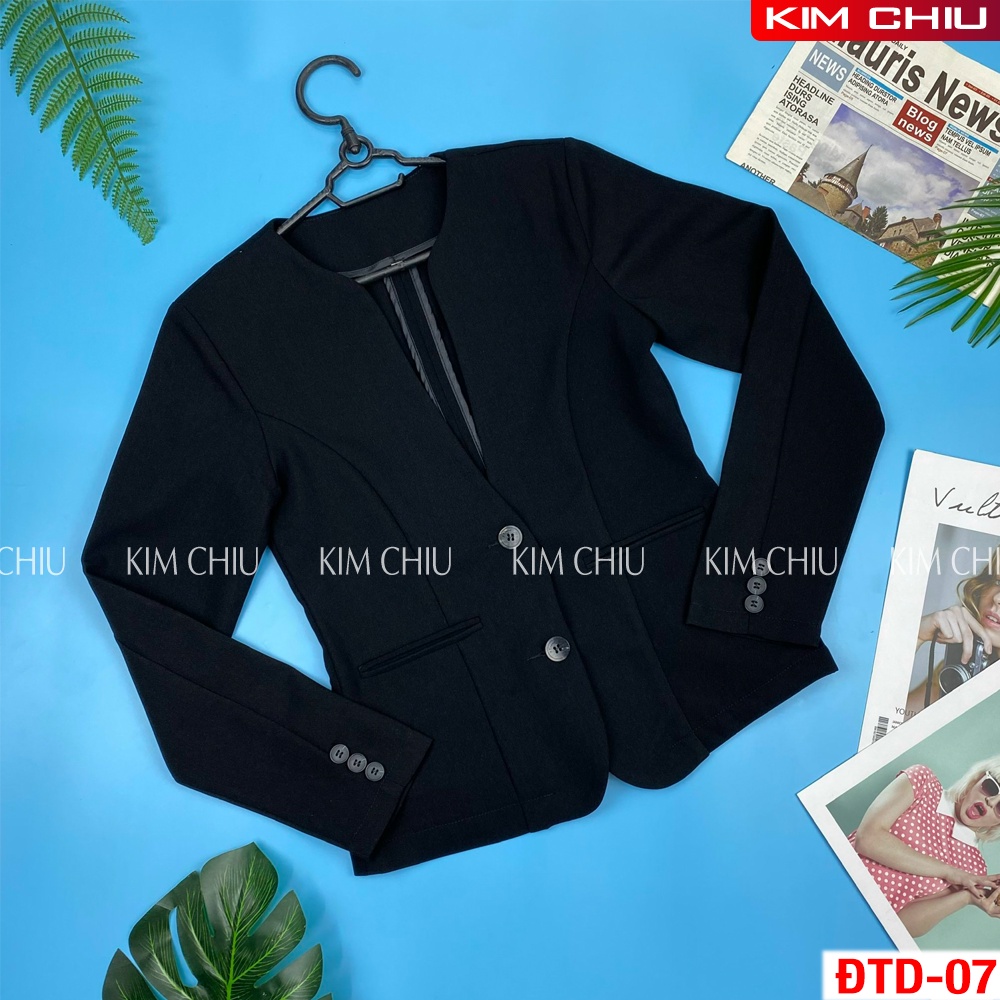 Áo Vest Nữ Công Sở Cao Cấp Kim Chiu Màu Đen, Vải Tuyết Mưa Tay Dài Form Đẹp Từng Đường Kim Mũi Chỉ VTD-07