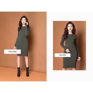 Đầm len midi dài tay