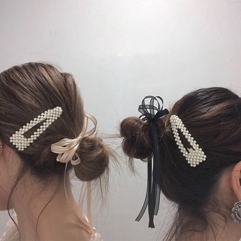 Bộ 2 Kẹp Tóc BB Đính Ngọc Trai Giả Lấp Lánh Phong Cách Hàn Quốc Ngọt Ngào Cho Nữ