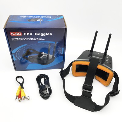 Kính FPV Truyền video 5,8G màn hình 3 inch, 2 ăng ten, tích hợp pin