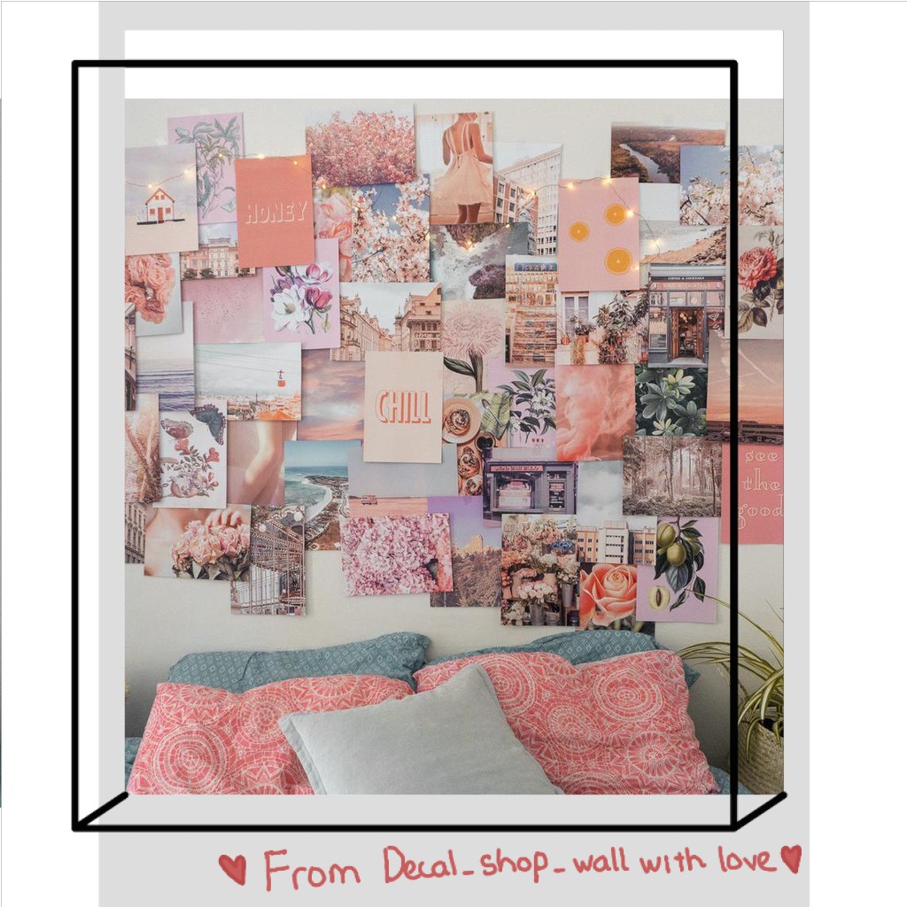 [FREESHIP EXTRA] 12 tấm Wall Collage - theme Hồng đào ngọt lịm