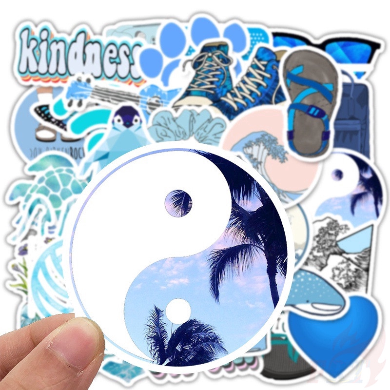 ❉ Ins - Fashion Blue Series Giấy và decal dán tường ❉ 50Pcs/Set Mixed Luggage Laptop Skateboard Doodle Stickers