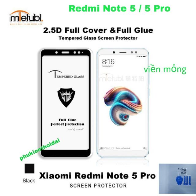 Xiaomi Redmi Note 5 / 5 Pro 💝FREESHIP Từ 50k💝 cường lực 5D Full màn hình viền mỏng ( tặng keo mép giấy lấy bụi )