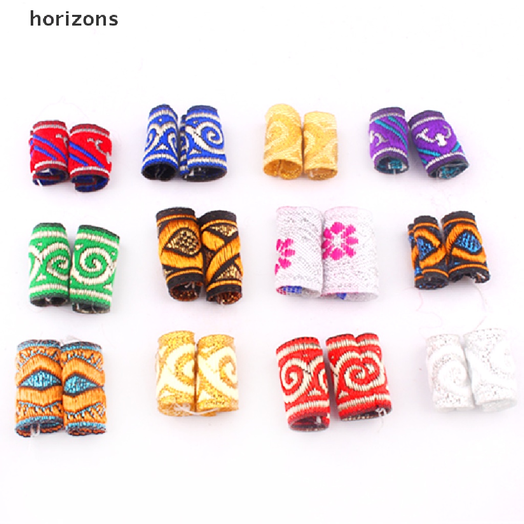 [horizons] Bộ 10 Hạt Xỏ Tóc Bện Bằng Vải Đầy Màu Sắc Phụ Kiện Trang Sức (h)
