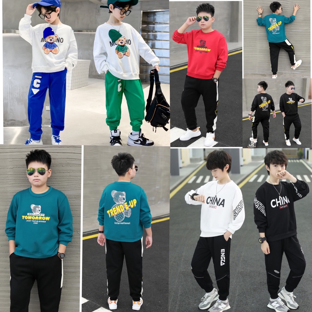 Set bộ quần áo thu đông dành cho bé trai 14-45kg ( 4-14 tuổi). Chất liệu vải đẹp, đường may kỹ.