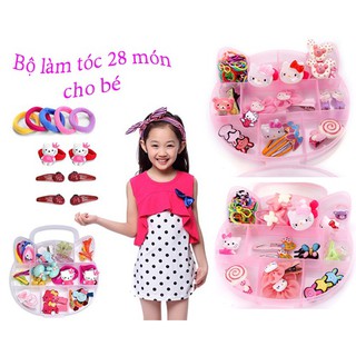Hộp phụ kiện tóc Hello Kitty 28 món cho bé yêu
