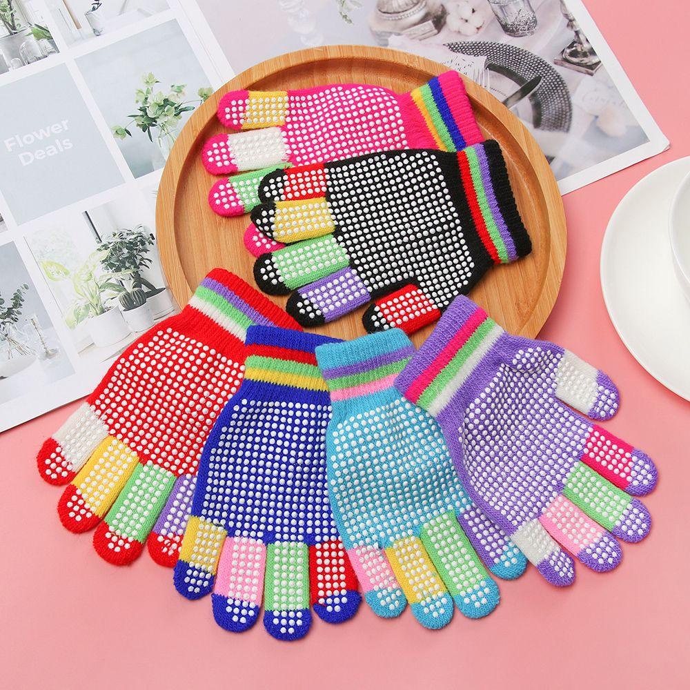 MIHAN1 Hot Non-slip Gloves Magic Anti-slip Rubber Knitted Boy Girl Ski Winter Stretch Warm Kids Children/Multicolor