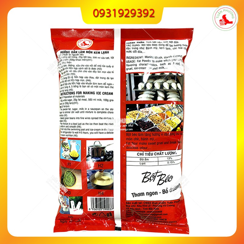 Bột béo Tuấn Phương1kg/10 GÓI, nguyên liệu pha chế đồ uống , chè bưởi , chè dừa , chè đậu