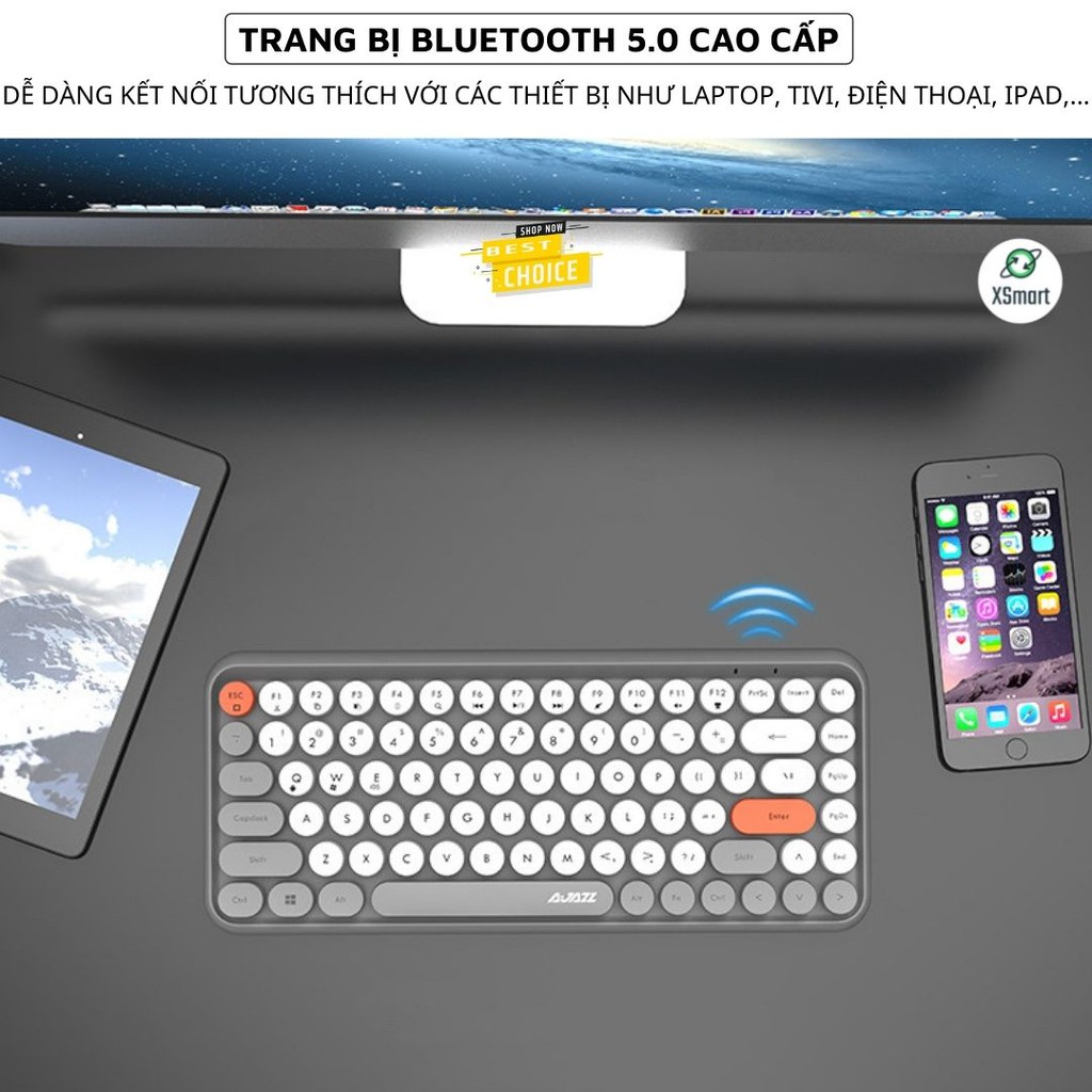 Bàn phím bluetooth không dây cho điện thoại, máy tính bảng, laptop, pc máy tính bàn siêu CUTE 308, phím cực thích