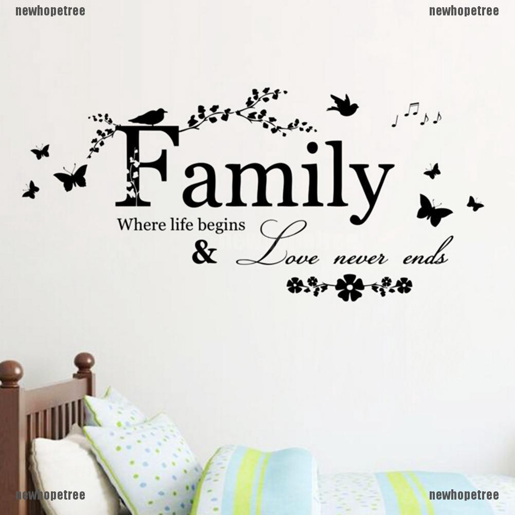 Sticker dán tường nghệ thuật hình chữ Family, dùng trang trí nhà