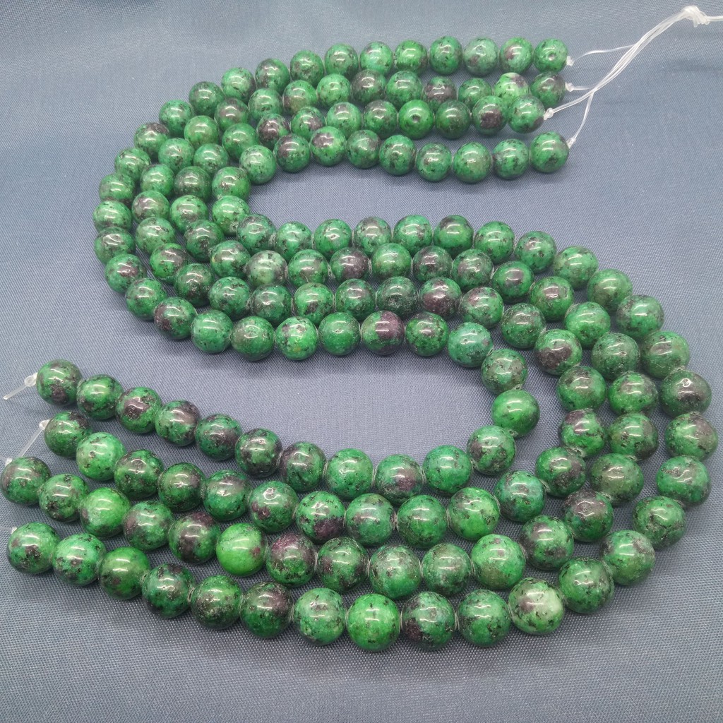 Rubyzoisite Chuỗi Hạt Đá Tròn Tự Nhiên 4-12mm Dùng Làm Trang Sức diy