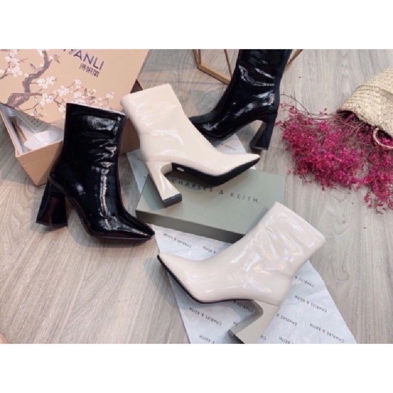 Boots nữ da bóng cao gót 7 phân (QC Fullbox) | BigBuy360 - bigbuy360.vn