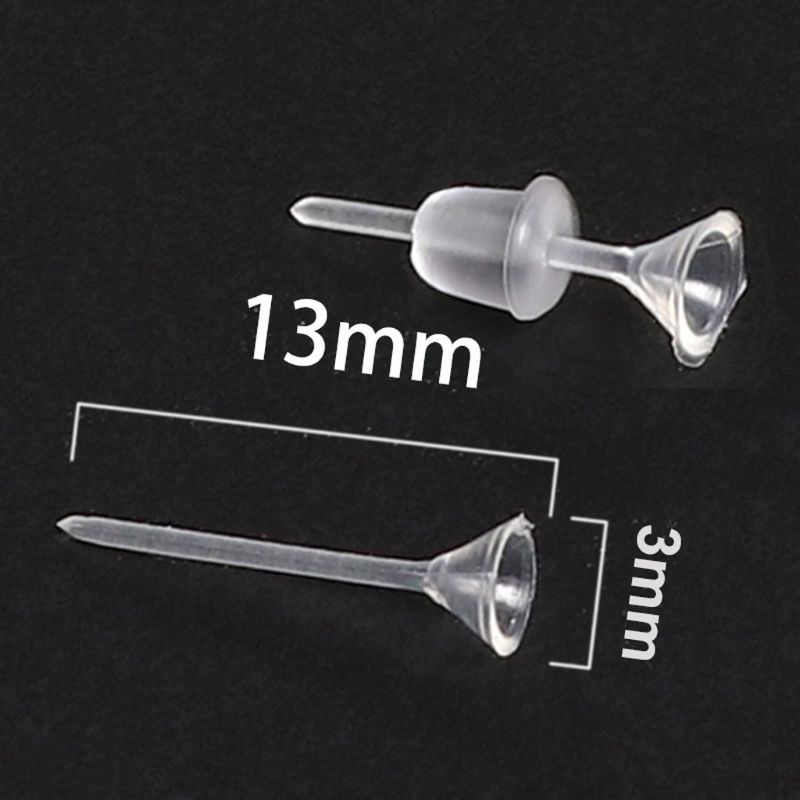 Set 100 Ghim Khuyên Tai Bằng Nhựa Đầu Nhỏ Và Lưng Diy
