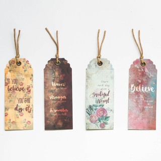 Bộ 4 cái kẹp sách kiêm thẻ treo (Bookmark) Vintage