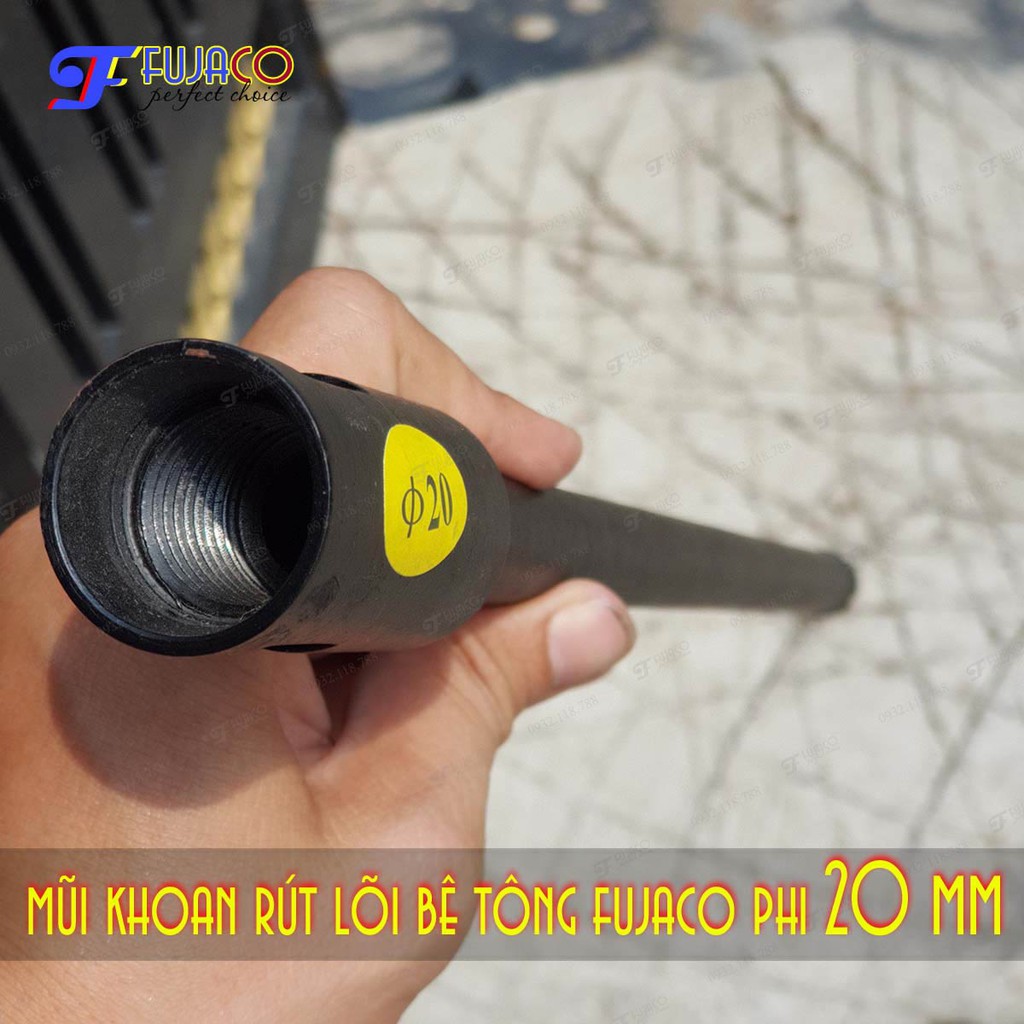 Mũi khoan rút lõi bê tông phi 20 mm - FUJACO mũi khoan khoét lỗ tròn chuyên dụng dài 370 mm FJC020X370