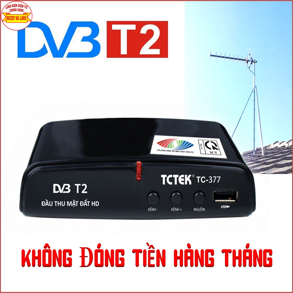 [Chính Hãng DVB-T2] Đầu thu mặt đất DVB T2/ TCTEK377 Xem miễn phí 65kênh truyền hình/ có sách hướngdẫn lắp ráp &amp; cài đặt