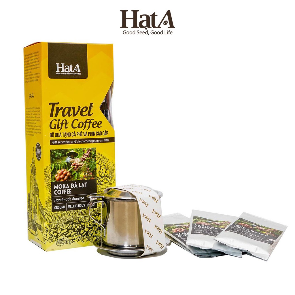 Cà phê rang xay Hạt A Cafe Travel Gift Coffee 100% hạt Arabica nguyên chất Moka Đà Lạt 200gr