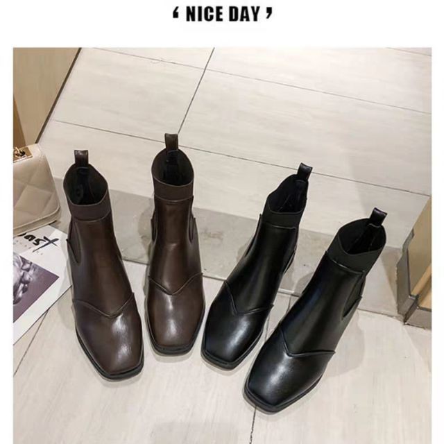 Order boots cao cổ mix vải chun dày hot nhất thi đông 2021, hàng quảng châu loại đẹp - CÓ ẢNH THẬT