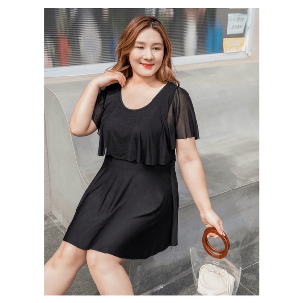 Bộ bơi big size màu đen đầm kín đáo đi biển size 70-80kg
