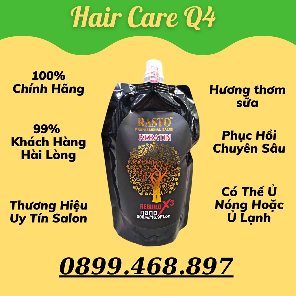 Hấp ủ phục hồi Tóc Rasto X3, hấp dầu dưỡng tóc X3, keratin tái tạo tóc Rasto - Hair Care Q4