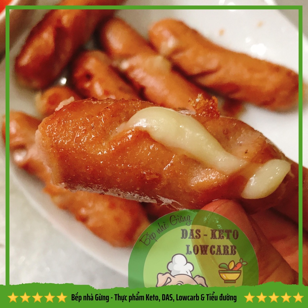 Xúc xích heo phô mai 500gram - For Keto, DAS, Lowcarb, Eatclean & Tiểu đường