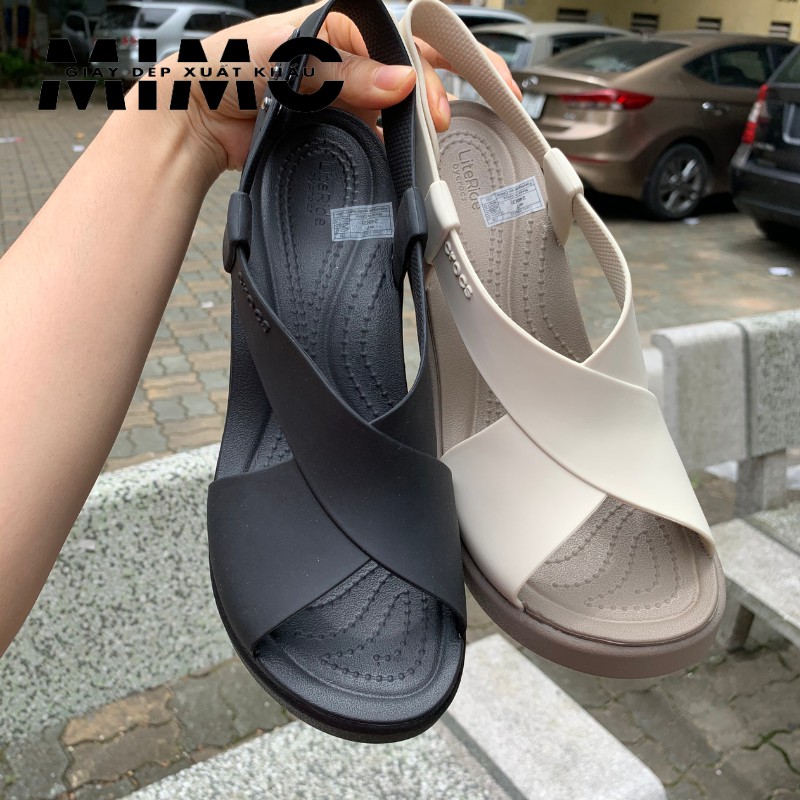 [Hàng xuất] Sandal Nữ, Sandal Quai Chéo Đế Cao 9P Crocc 𝐁𝐫𝐨𝐨𝐤𝐥𝐲𝐧 Màu Đen