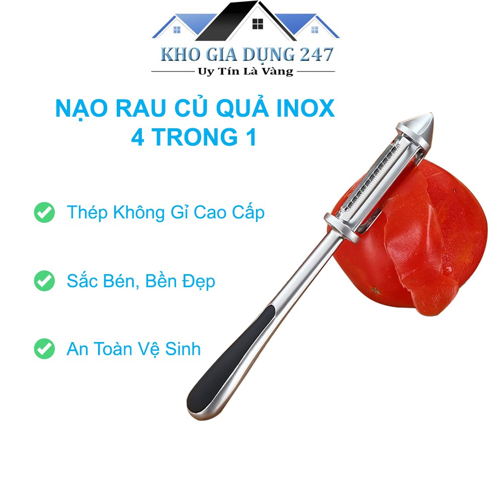 Dụng cụ Nạo rau củ quả Inox cao cấp đa năng 4 in 1✨ Bào sợi rau củ quả tiện lợi, Tiết Kiệm Thời Gian