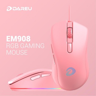 Chuột gaming dareu em908 queen hồng - đen led rgb - chuột game có dây dareu em908
