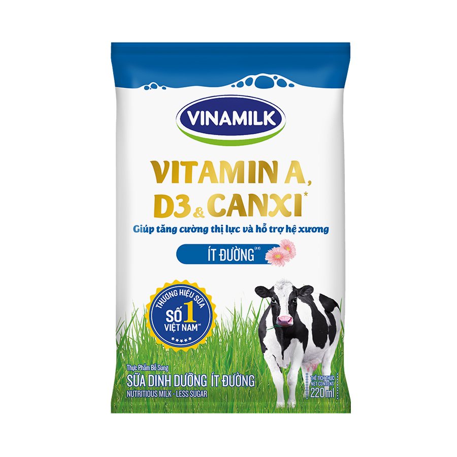 Sữa Vinamilk ít đường túi 220ml