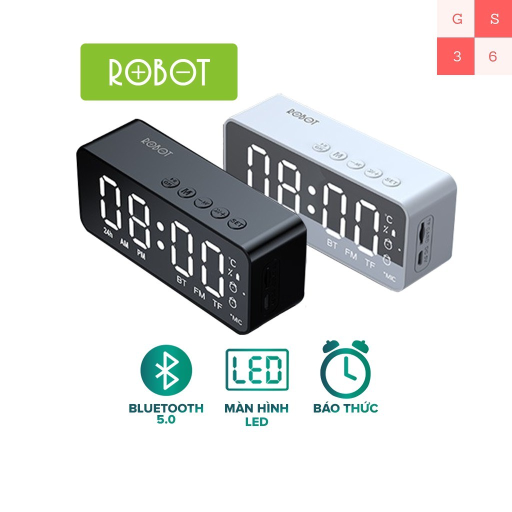 Loa Bluetooth 5.0 ROBOT RB150 Màn Hình LED Kiêm Đồng Hồ Báo Thức, hiển thị Nhiệt độ - Hỗ Trợ  nghe FM, Thẻ Nhớ