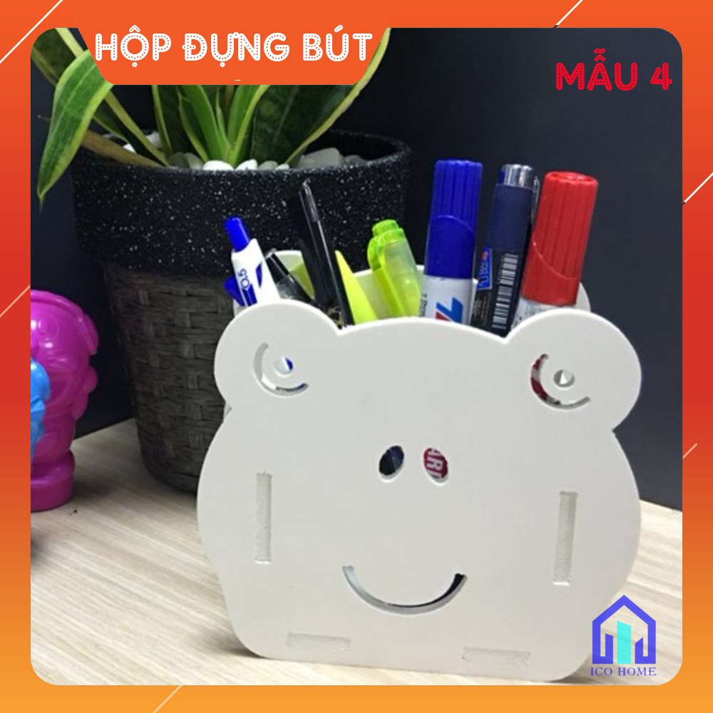 Hộp đựng bút, khay đựng bút hình các con vật cute dễ thương, đẹp, màu trắng