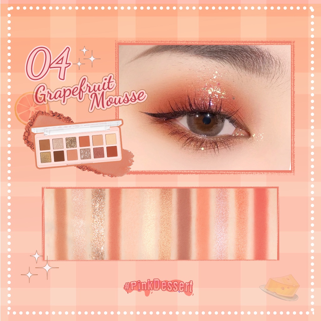Bảng Phấn Mắt PINKFLASH Pink Dessert PF-E15 Sắc Tố Cao Màu Ánh Kim Tuyến Lâu Trôi Khay Trang Điểm Đa Chức Năng 100g