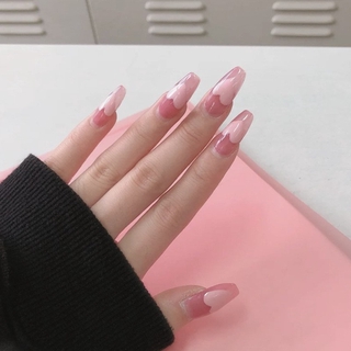 Set 24 móng tay giả/ nailbox giả/ hồng trái tim[ tặng set 4 món chăm sóc móng khi mua từ 3 bộ]