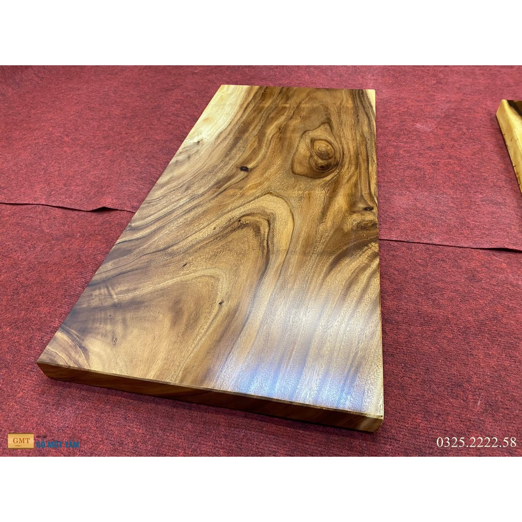 Mặt bàn học, bàn sofa gỗ me tây nguyên tấm dài 1,07m rộng 50cm dày 5cm