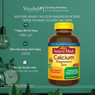 Viên Uống Canxi, Magie và Kẽm Ngừa Loãng Xương Calcium Magnesium Zinc With Vitamin D3 Nature Made 300 viên