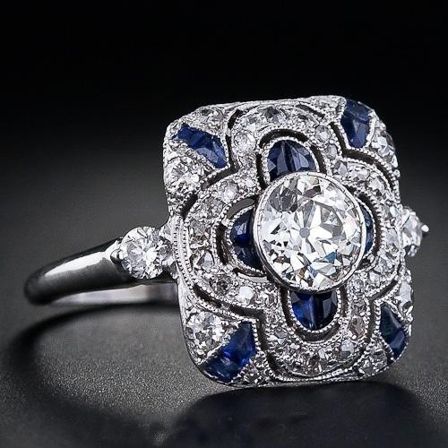 Sapphire 925 sterling silver ring female boutique jewelry engagement ring platinum plating high-end jewelry gift