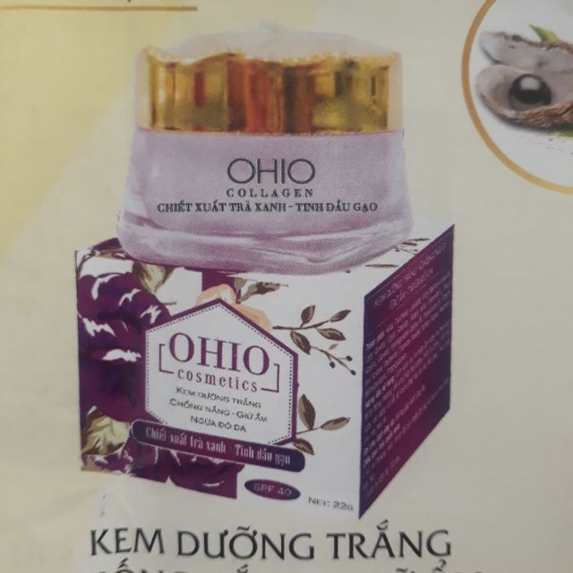 OHIO - Kem dưỡng trắng, Chống nắng, Giữ ẩm, Ngừa đỏ da Chiết xuất Trà Xanh và Tinh Dầu Gạo OHIO Cosm