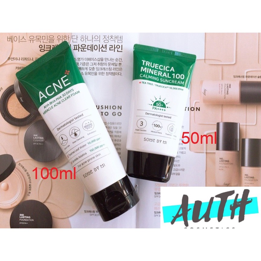 Combo Sữa Rửa Mặt Sạch Sâu và Kem Chống Nắng Nâng Tone SOME BY MI MOON21 AHA-BHA-PHA 30 DAYS Miracle Chính Hãng HÀN QUỐC