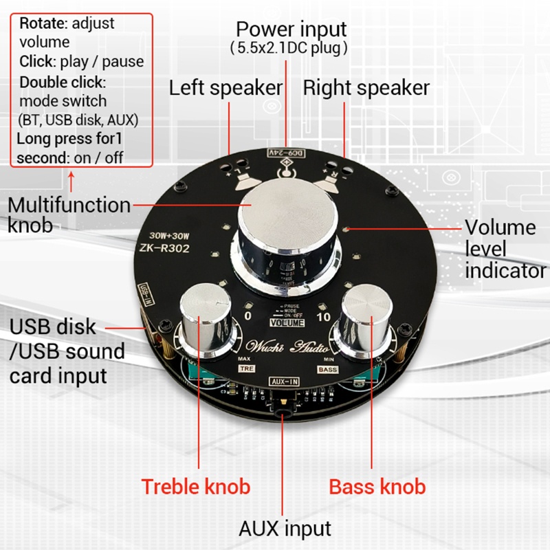 Bảng Mạch Khuếch Đại Âm Thanh 2 Kênh Mini BT 5.1 Chất Lượng Cao